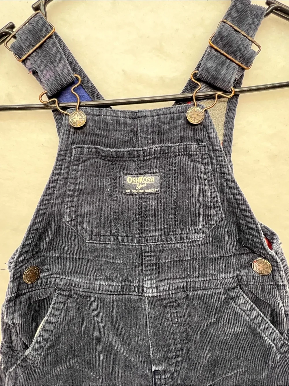 Osk‎ Kosh B’Gosh Blue Corduroy plaid lined overalls-2T